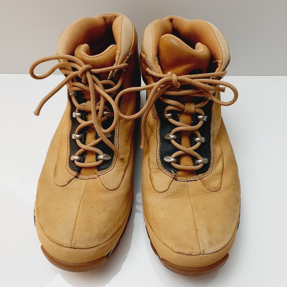 TIMBERLAND Light Brown / Tan Leather Combo Lace-Up Comfy Boots Men's Sz 11.5 - Picture 5 of 16
